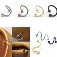 Nerezová ocel Nose Piercing šperky, 316L nerezové oceli, smíšené barvy, 3mm, 1.2mm, 50PC/Lot, Prodáno By Lot