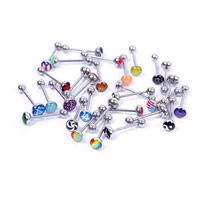 Stainless Steel Tongue Ring 316L Stainless Steel epoxy gel & mixed 19mm 7mm 5mm Sold By Lot