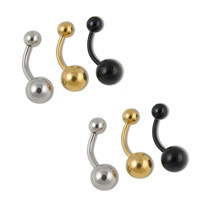 Stainless Steel Belly Ring, 316L Stainless Steel, plated, mixed colors, 10x1.6mm, 5mm, 8mm, 20PCs/Lot, Sold By Lot