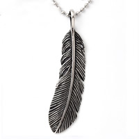 Titanium Steel Pendants Feather blacken Approx 3-5mm Sold By Bag