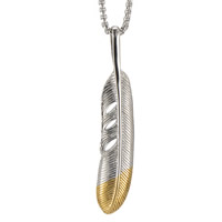 Titanium Steel Pendants Feather plated two tone Approx 3-5mm Sold By Bag