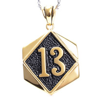 Titanium Steel Pendants gold color plated with number pattern & blacken Approx 3-5mm Sold By Bag