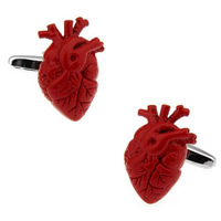 Cufflinks Brass Heart platinum color plated with painted nickel lead & cadmium free 10-20mm Sold By Pair