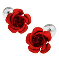 Cufflinks, Brass, with aluminum flower ornament, Flower, platinum color plated, nickel, lead & cadmium free, 10-20mm, Sold By Pair