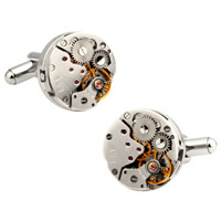 Cufflinks, Brass, Flat Round, platinum color plated, with painted, nickel, lead & cadmium free, 10-20mm, Sold By Pair