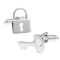 Brass Asymmetric Cufflinks Lock and Key platinum color plated nickel lead & cadmium free 10-20mm Sold By Pair