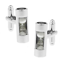 Cufflinks, Brass, platinum color plated, with glass & sandglass, nickel, lead & cadmium free, 10-20mm, Sold By Pair