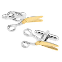 Cufflinks, Brass, Scissors, plated, two tone, nickel, lead & cadmium free, 10-20mm, Sold By Pair