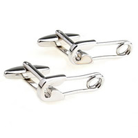 Cufflinks, Brass, Safety Pin, platinum color plated, nickel, lead & cadmium free, 26.5x9.5mm, Sold By Pair