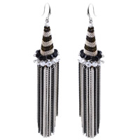 Fashion Fringe Earrings Zinc Alloy with iron chain brass earring hook Tassel platinum color plated handmade & with painted & faceted lead & cadmium free Sold By Pair