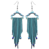 Fashion Fringe Earrings Zinc Alloy with iron chain & Crystal brass earring hook Tassel platinum color plated handmade & with painted & colorful plated & faceted lead & cadmium free Sold By Pair