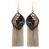 Fashion Fringe Earrings Zinc Alloy with iron chain & Crystal brass earring hook Tassel plated handmade & with painted & colorful plated & faceted lead & cadmium free Sold By Pair