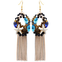 Fashion Fringe Earrings Zinc Alloy with iron chain & Crystal & Resin brass earring hook Tassel plated handmade & colorful plated & faceted lead & cadmium free Sold By Pair
