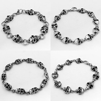 Men Bracelet, Titanium Steel, Skull, different styles for choice & for man & blacken, Sold Per Approx 8.9 Inch Strand
