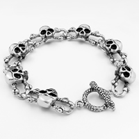 Men Bracelet, Titanium Steel, Skull, for man & blacken, 16mm, Sold Per Approx 10 Inch Strand