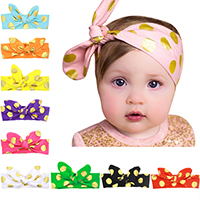 Cotton Headband Bowknot elastic & for children & with round spot pattern & gold accent Sold Per Approx 15 Inch Strand