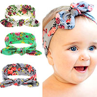 Cotton Headband, Bowknot, elastic & for children & with flower pattern, more colors for choice, 190x65mm, Sold Per Approx 15 Inch Strand