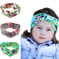 Cotton Headband, elastic & for children & with flower pattern, more colors for choice, 210x60mm, Sold Per Approx 15 Inch Strand