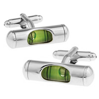 Brass Cufflinks, with Glass, Column, platinum color plated, nickel, lead & cadmium free, 10-20mm, Sold By Pair