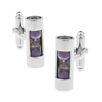 Cufflinks, Brass, Column, platinum color plated, with glass & sandglass, nickel, lead & cadmium free, 10-20mm, Sold By Pair