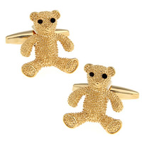 Cufflinks, Brass, Bear, gold color plated, with rhinestone, nickel, lead & cadmium free, 10-20mm, Sold By Pair