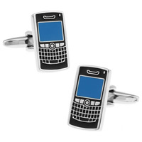 Cufflinks Brass Cellphone platinum color plated enamel nickel lead & cadmium free 10-20mm Sold By Pair