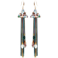 Fashion Fringe Earrings Zinc Alloy with iron chain & Crystal brass earring hook Tassel gold color plated handmade & with painted & colorful plated & faceted lead & cadmium free Sold By Pair