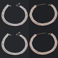 Rhinestone Choker Zinc Alloy with 1lnch extender chain plated for woman & with rhinestone nickel lead & cadmium free Sold Per Approx 13 Inch Strand