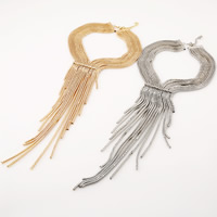 Mode-Fringe-Halskette, Zinklegierung, mit Verlängerungskettchen von 2.8lnch, plattiert, für Frau & mit Strass, keine, frei von Nickel, Blei & Kadmium, 57x270mm, verkauft per ca. 15.7 ZollInch Strang