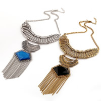 Fashion Fringe Necklace, Tibetan Style, with Resin, with 2lnch extender chain, plated, twist oval chain & for woman & faceted & with rhinestone, more colors for choice, nickel, lead & cadmium free, Sold Per Approx 17.7 Inch Strand