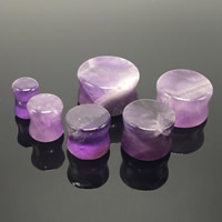 Fashion Piercing Tunnel, Amethyst, Rondelle, natural, February Birthstone & different size for choice, 2PCs/Bag, Sold By Bag