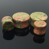 Fashion Piercing Tunnel, Unakite, Rondelle, different size for choice, 2PCs/Bag, Sold By Bag