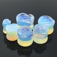 Fashion Piercing Tunnel, Sea Opal, Flower, different size for choice, 2PCs/Bag, Sold By Bag