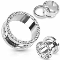 Fashion Piercing Tunnel Stainless Steel Rondelle & with rhinestone Sold By Bag