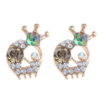 Zinc Alloy Stud Earring Skull gold color plated with rhinestone nickel lead & cadmium free Sold By Lot