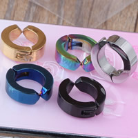 Stainless Steel Ear Piercing Jewelry, Donut, plated, mixed colors, 1.60x16x6mm, 4PCs/Bag, Sold By Bag