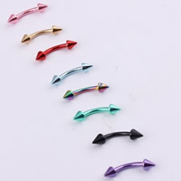 Stainless Steel Curved Barbell, plated, mixed colors, 3mm, 5PCs/Bag, Sold By Bag