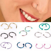 Nerezová ocel Nose Piercing šperky, Nerez, různé velikosti pro výběr, smíšené barvy, 5PC/Bag, Prodáno By Bag