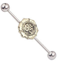 Bijoux de piercing d'oreille en acier inoxydable, symbole de l'OM, Placage, noircir, 1.60x49x6mm, Vendu par PC