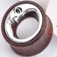 Fashion Piercing Tunnel, Stainless Steel, with Wood, Rondelle, different size for choice & blacken, Sold By PC