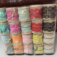 Linen Cord, with Lace, more colors for choice, 60mm, 2PCs/Lot, 2m/Spool, Sold By Lot