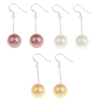 Freshwater Pearl Earrings, brass earring hook, Potato, platinum color plated, more colors for choice, 12x50mm, Sold By Pair