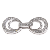 Brass Fold Over Clasp, platinum color plated, micro pave cubic zirconia, nickel, lead & cadmium free, 30x12x3mm, Hole:Approx 3x1mm, Sold By PC