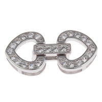 Brass Fold Over Clasp Heart platinum color plated micro pave cubic zirconia nickel lead & cadmium free Approx Sold By PC