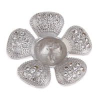 Brass Peg Bail, Flower, platinum color plated, micro pave cubic zirconia, nickel, lead & cadmium free, 20x6mm, Hole:Approx 5x3mm, Inner Diameter:Approx 3x1mm, Sold By PC