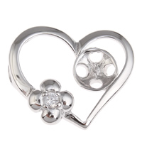 Brass Peg Bail Heart platinum color plated with cubic zirconia nickel lead & cadmium free Approx 3mm Inner Approx Sold By PC