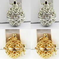 Brass Pregnant Ball Locket Pendant, Heart, plated, hollow, more colors for choice, nickel, lead & cadmium free, 26x30mm, Hole:Approx 3-5mm, 2PCs/Bag, Sold By Bag