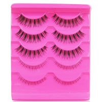 Artificial Fibre False Eyelashes Set, Upper Lash & Lower Lash, with Plastic, for under eye & for woman, coffee color, 5-7mm,6-12mm, 5Pairs/Box, Sold By Box