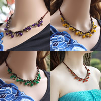 Gemstone Necklace with Nylon Cord & Zinc Alloy antique bronze color plated 40cm Sold Per Approx 15.5 Inch Strand