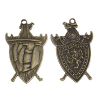 Zinc Alloy Tool Pendants Shield antique bronze color plated nickel lead & cadmium free Approx 1.5-2.5mm Sold By Bag